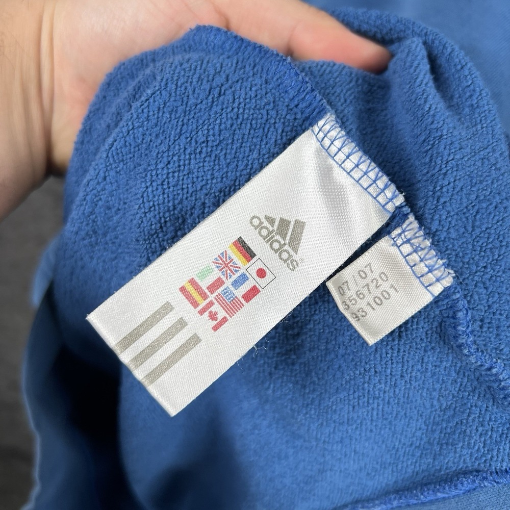 Vintage Y2K Adidas Embroidered Center Logo Pullover Hoodie Blue Men's Medium - Picture 8 of 10